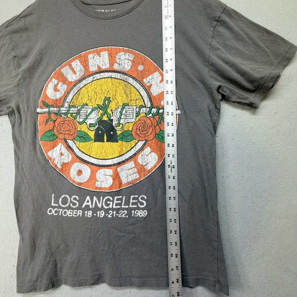 Guns N Roses 1989 Los Angeles T Shirt Adult Gray Distressed Graphic Band Tee S/M